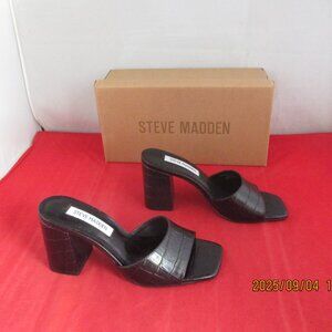 Steve Madden Alaya Slip-On Block-Heel Sandals $99 - US Size 5 1/2 - Black - 1328